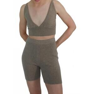 NEW W. CASHMERE cashmere brooke biker shorts in tan